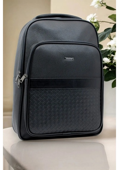 Çantachım Deri Suya Dayanıklı Siyah 15.6'' İnç Laptop Sırt Çantası Siyah