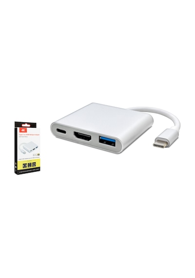 HADRON HDX7764(4685) ÇEVİRİCİ TYPE-C TO USB 3.0 + HDMI 3 PORT MAC