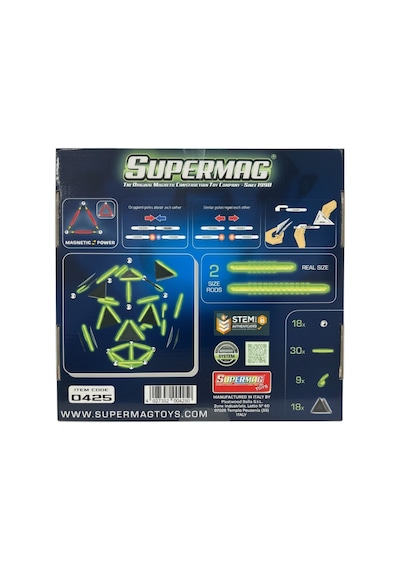 Supermag 75 Parça Fosforlu Manyetik Yapı Ve Geometri Oyuncağı- Stem Set