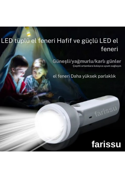 Farissu Şarjlı Taşınabilir El Feneri 200 Metre Aydınlatma Çok Renkli