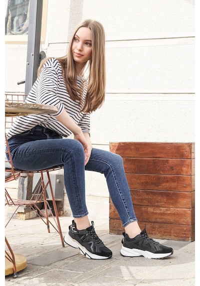 Jump 29942 Siyah - Bej Kadın Sneaker Günlük Spor Ayakkabı