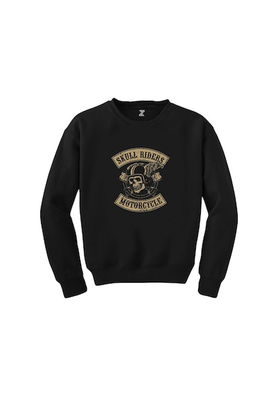 Moto Skull Riders Motorcycle Siyah Sweatshirt