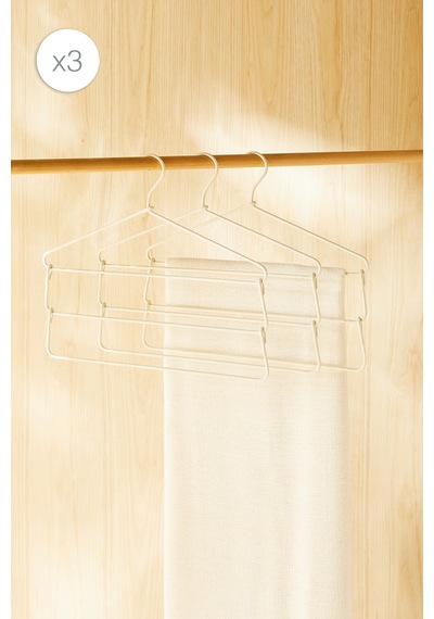Ocean Home Textile 3'lü 3 Katlı Ekru Renk Kumaş Kaplı Metal Giysi Askısı 42 X 41 X 0.5 Cm