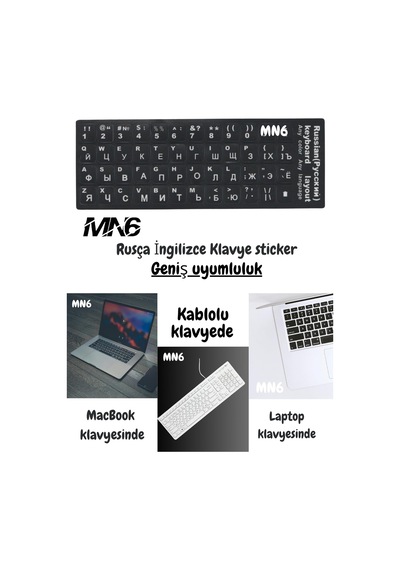 Mr01 Rusça Klavye Sticker/3 Adet-laptop Pc Uymlu-silinmez/rusça İngilizce Klavye Etiketi