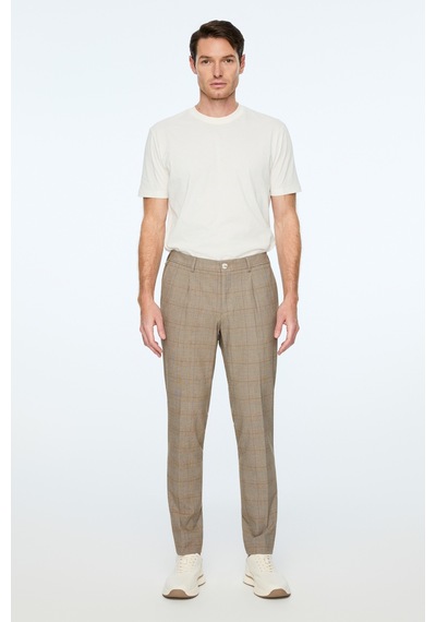 Morven Erkek Kahve Poliviskon Trend Ekoseli Slim Fit Pantolon 26ms003026400 Kahve