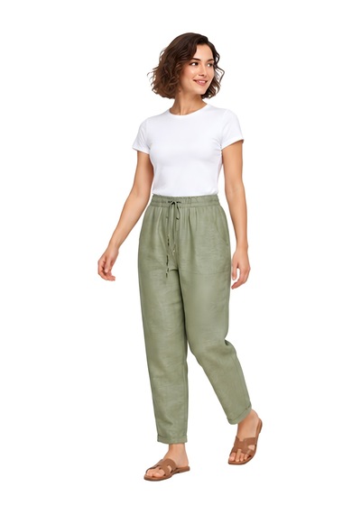 Lili Woman Kadın Beli Lastikli Bağcıklı Cepli Rahat Kesim Pantolon Haki Lw.gk-pnt002hk