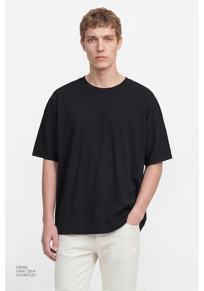 Ac&Co / Altınyıldız Classics Erkek Sıyah Pamuklu Nefes Alan Terletmez Oversize Fit Rahat Kesim Bisiklet Yaka Tişört SIYAH Ac&Co / Altınyıldız Classics Erkek Sıyah Pamuklu Nefes Alan Terletmez Oversize Fit Rahat Kesim Bisiklet Yaka Tişört SIYAH