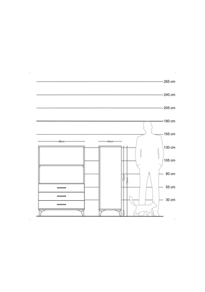 Hyperion Dolap 2 Raflı 3 Çekmeceli 88x44x134 Aytaşı-çam Aytaşı