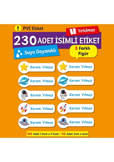 Kişiye Özel İsimli Defter Kalem Okul Etiketi, Yırtılmaz Pvc Etiket, Suya Dayanıklı 02 Beyaz