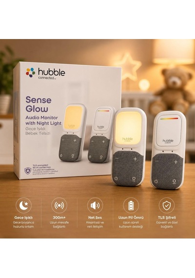 Hubble Sense Glow Bebek Telsizi, Gece Işıklı, 300m+ Menzil, Tls Şifreli, Dijital Ses Monitörü, 2'li Set Genel