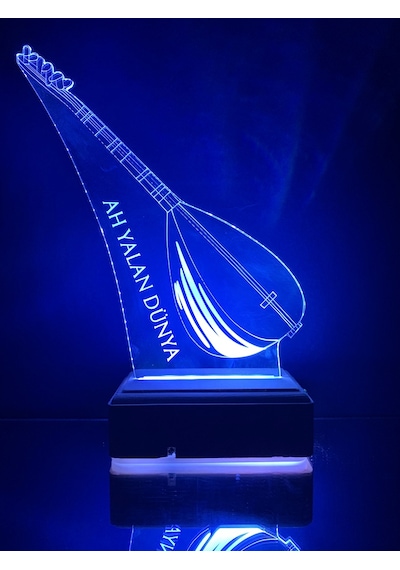 Kişiye Özel 3 Boyutlu Hediye Bağlama Saz Masaüstü Led Lamba