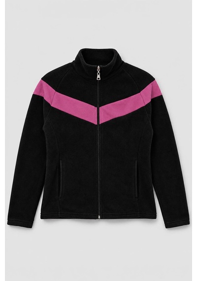 Markapia Kadın Fermuarlı Cepli Polar Sweatshirt SiYAH