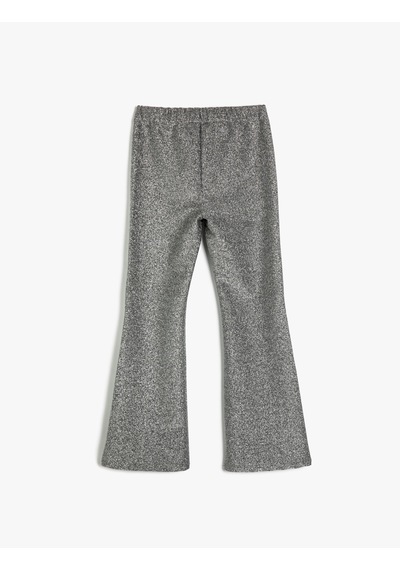 Koton İspanyol Paça Pantolon Beli Lastikli Gri 5wkg40224ak Gri