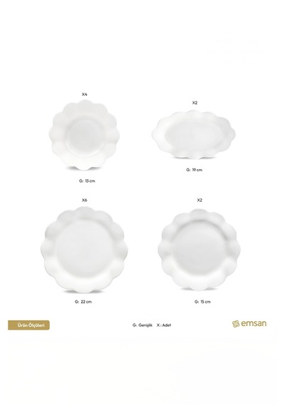 Emsan Bloom Sade 14 Parça Kahvaltı Takımı 6 Kişilik Beyaz