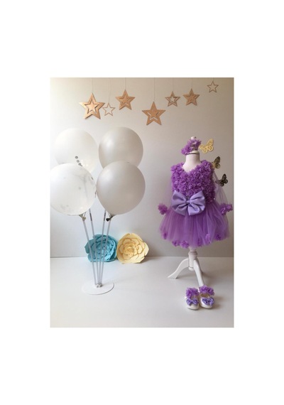 Hayy Baby Kids Wear Lila Şifon Çiçekli Elbise