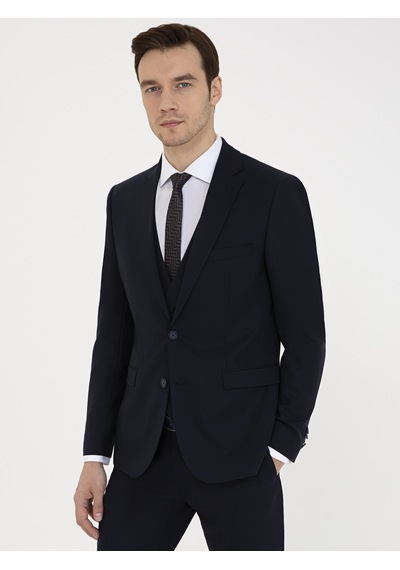 Cacharel Lacivert Slim Fit Yün Ceket