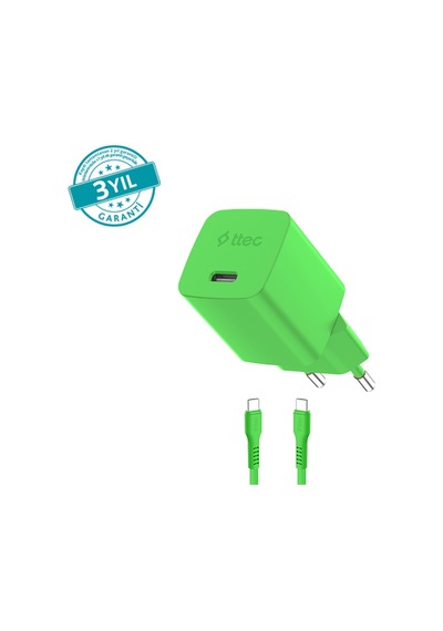 Ttec Smartcharger Gan 20w Pd Seyahat Hızlı Şarj Aleti + Usb-c - Usb-c 3a Kablo Neon 74820746