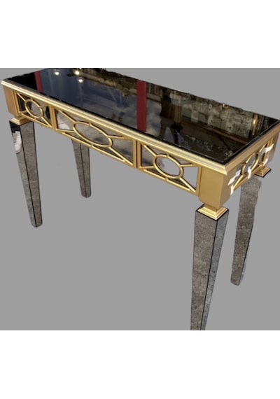 Dresuar Motifli Ayna Kaplamalı Model Parlak Gold Renk Kayın  Torna Altın