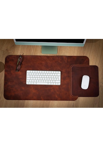 Hakiki Deri Masa Mat Deri Oyuncu Mouse Pad Yazı Masası Altlığı Sümen 35x70 Cm