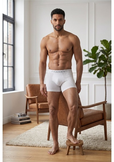 Womanandkids Night Beyaz Erkek Rahat Esnek Seamless 3 Lü Boxer