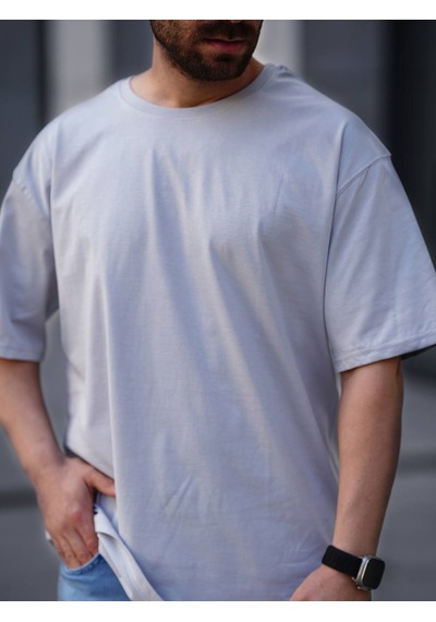 Erkek Oversize Tişört Gri Gri