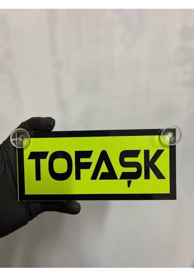 Yeşil Renk Üzeri Siyah Renk Tofaşk Yazılı Vantuzlu Cam Süsü