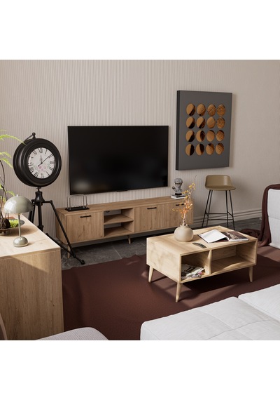 Mezza Exxen Set 1587-2076-1626 Ahşap Ayaklı Tv Ünitesi - Orta Sehpa - Konsol Seti Sepet Rengi Mezza Exxen Set 1587-2076-1626 Ahşap Ayaklı Tv Ünitesi - Orta Sehpa - Konsol Seti Sepet Rengi