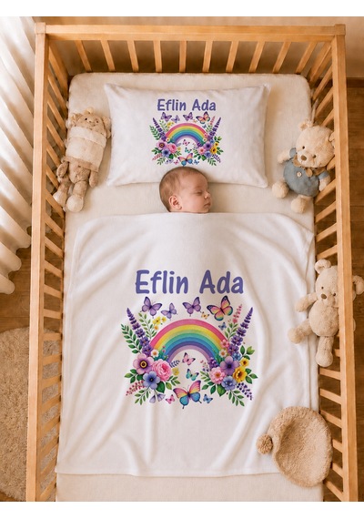 Pia Baby İsme Özel 5 Parça Kız Bebek Hastane Çıkışı Tulum Seti %100 Pamuk Organik Baskılı 1045tyb3x Ekru