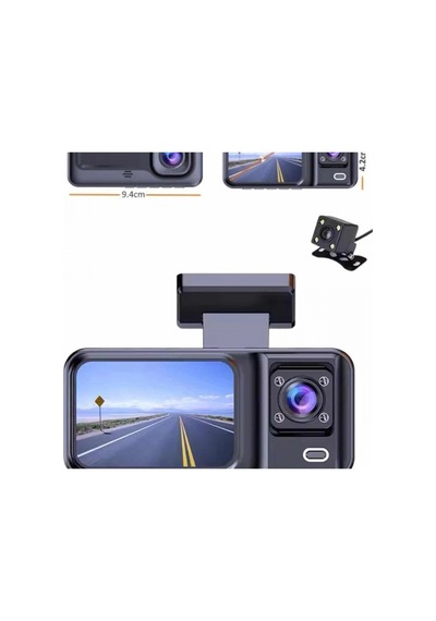 Ekranlı Sürüş Kaydedici Dvr Ön Ve Arka Kameralı 1080p Full Hd 3 Kameralı Araç İçi Kayıt Sistemi