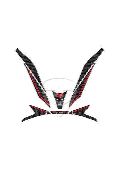 Pcx 125 2021 Karbon Desen Kırmızı Far Üstü Pad Sticker