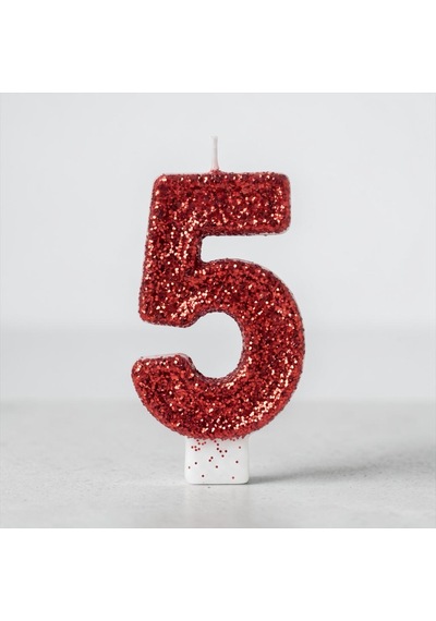 Kırmızı Sim Pasta Mumu Doğum Günü Mum 5 Yaş