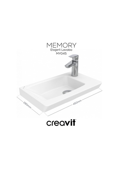 Creavit Memory Etajerli Lavabo 45 Cm Beyaz Beyaz My045-00cb00e-0000