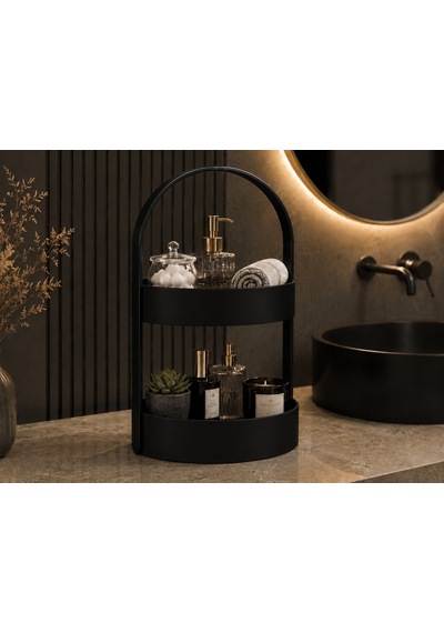 3d Baskı İki Katlı Banyo Düzenleyici - Taşınabilir Organizer Ve Saklama Standı-siyah Çok Renkli
