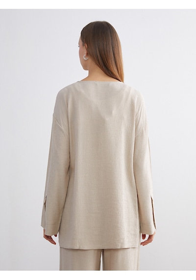 Lcw Modest Bej Kruvaze Yaka Dokulu Kadın Kimono