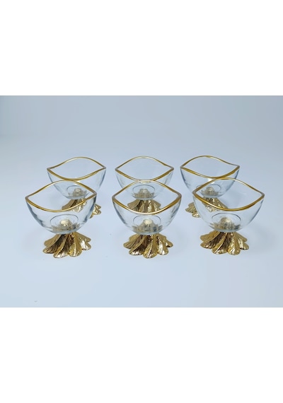 Alfafe Home 6'lı Metal Ayaklı Gold Lokumluk Reçellik Gold