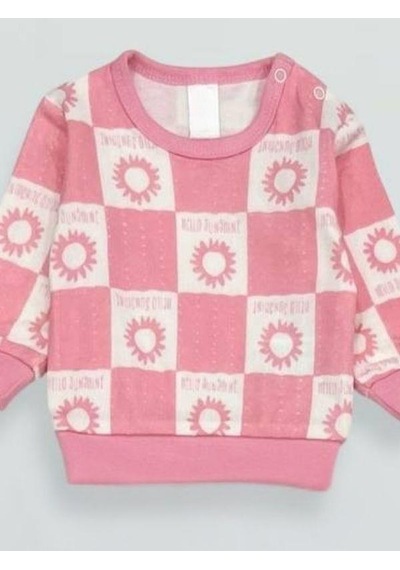 Breeze Kız Bebek Desenli Pamuklu Pijama Takım-15340 Pembe