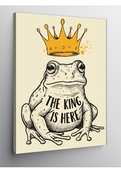 Kanvas Tablo Taçlı Kurbağa: "the King İs Here" 50cmx70cm