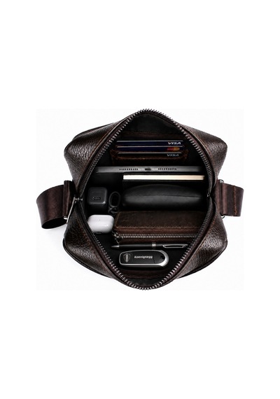 Alphaclub Bag Erkek Kahverengi Hakiki Deri Postacı El Ve Omuz Çantası Orta Boy