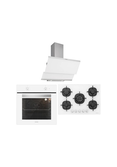 Silverline BO6501W01 - CS5365W01 - 3420 Classy 60 Beyaz Cam Ankastre Set