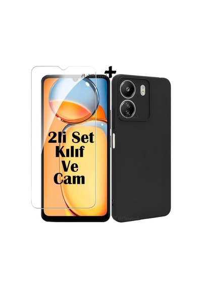 Xiaomi Redmi 13c Kılıf Kamera Korumalı Yumuşak Silikon + 9h Ekran