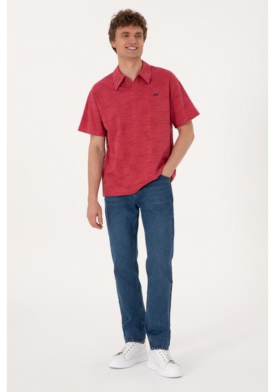 U.S. Polo Assn. Erkek Comfort Fit Kaçık Yaka Vişne Tişört 50303224-VR223
