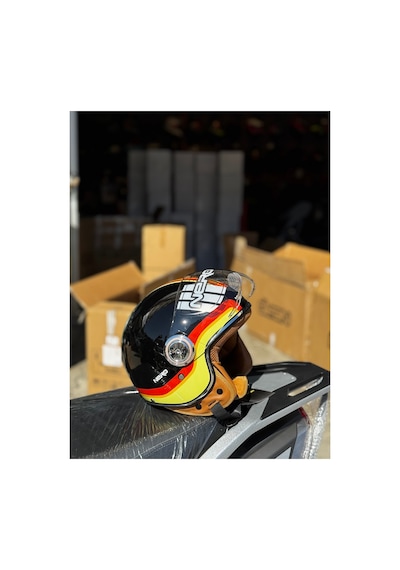 Nero Retro Motosiklet Kask - Ece Sertifikalı Siyah