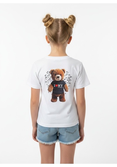 Sea Bubbles Teddy Bear Kız Çocuk Tişört Beyaz