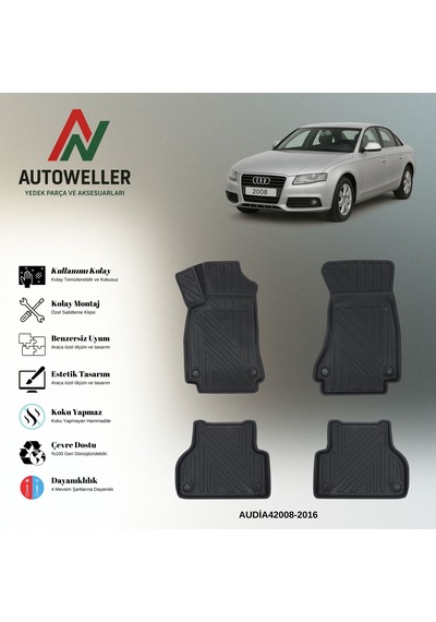 Audi A4 2008-2016 Uyumlu Havuzlu Oto Paspas