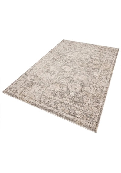 Sahra Collection Modern Vintage Desenli Eskitme Dokuma Yumuşak Salon Halısı Gri - Bej
