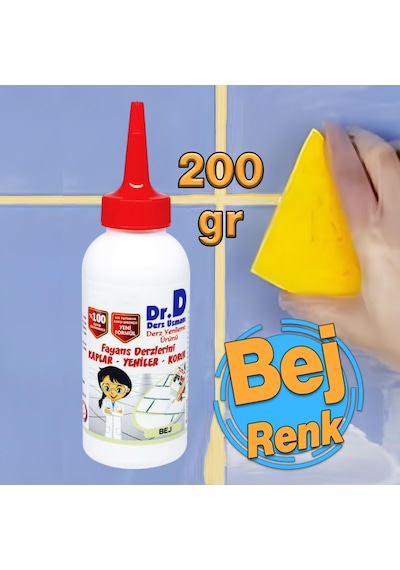 Bej Renk Derz Dolgu Fayans Seramik Mermer Yer Duvar İçin Tamir Derz Yenileme Dolgusu 200 Gr