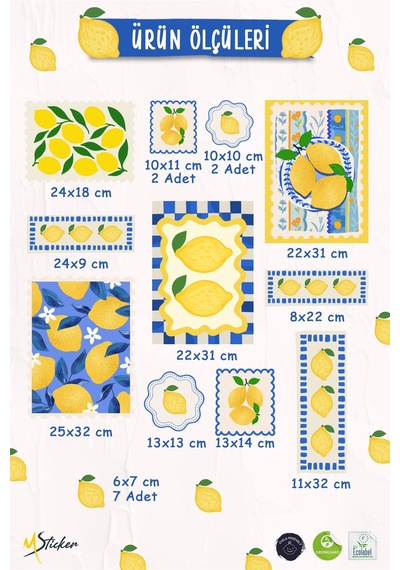 Çift Taraflı Baskılı Bahar Temalı Limon Cam Sticker Seti Akdeniz Tarzı Zarif Ve Ferah Mutfak Dekor Dijital Baskı