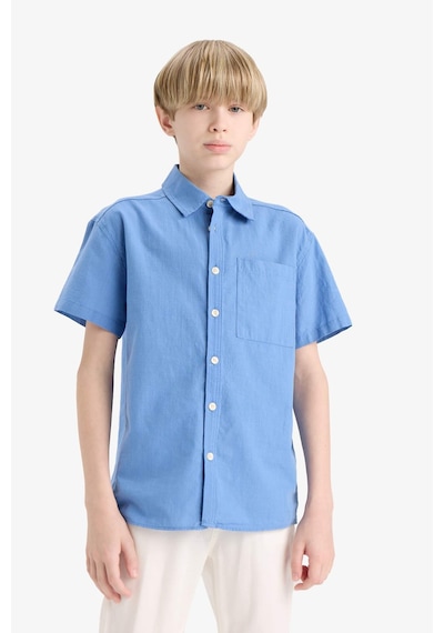 Defacto Erkek Çocuk Oversize Geniş Kalıp Polo Yaka Kısa Kollu Gömlek E5832a825hsbe422 Mavi