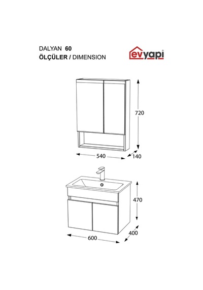 Biani Dalyan 60 Cm Banyo Dolabı Renk Latte