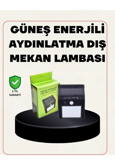 Mey İthalat Bahçe Ve Veranda İçin Güneş Paneli İle Otomatik Şarj Olan Led Duvar Lambası